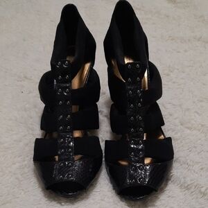 Arturo Chiang Studded Black Heels with Elegant Straps